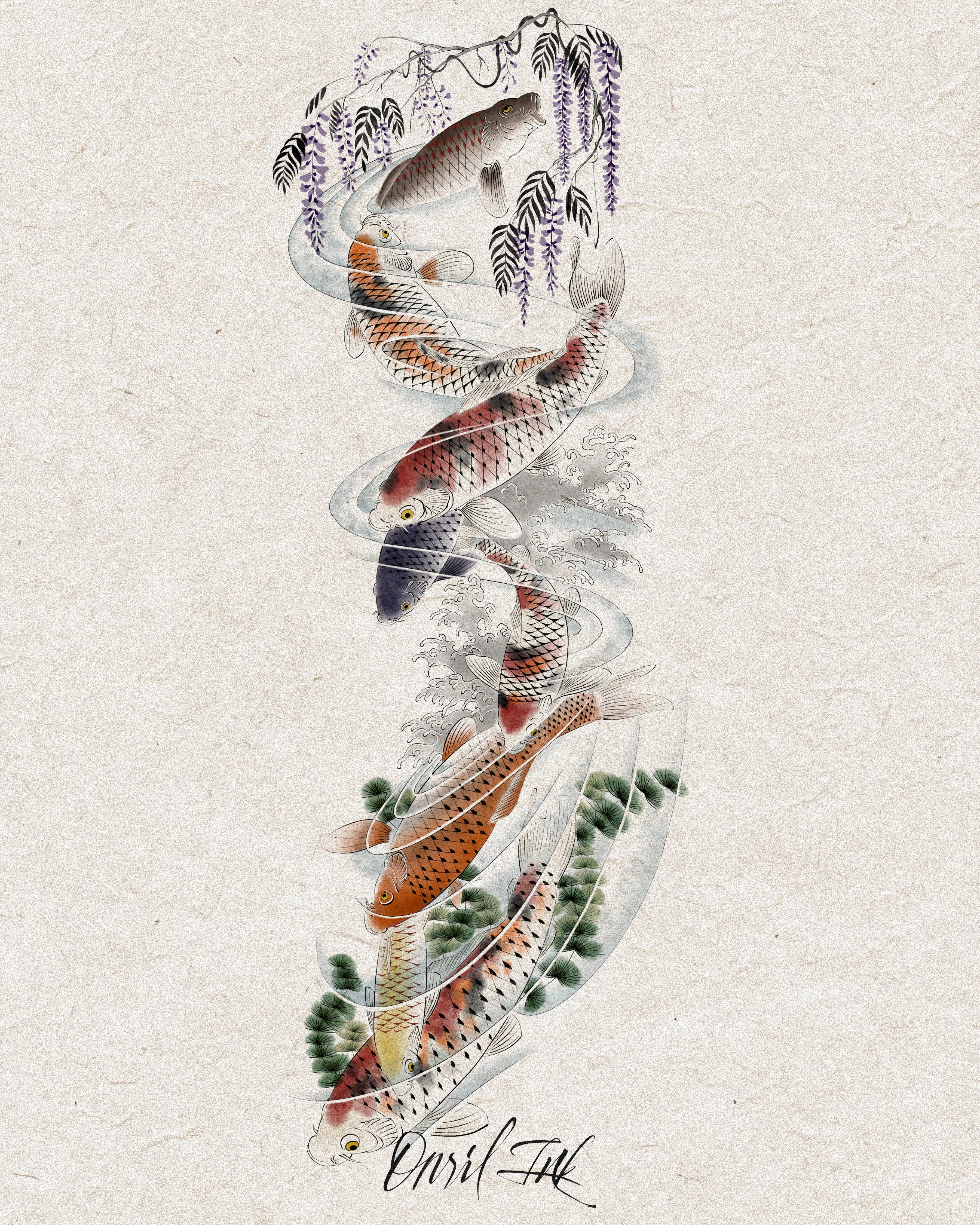 Koi and Wisteria
