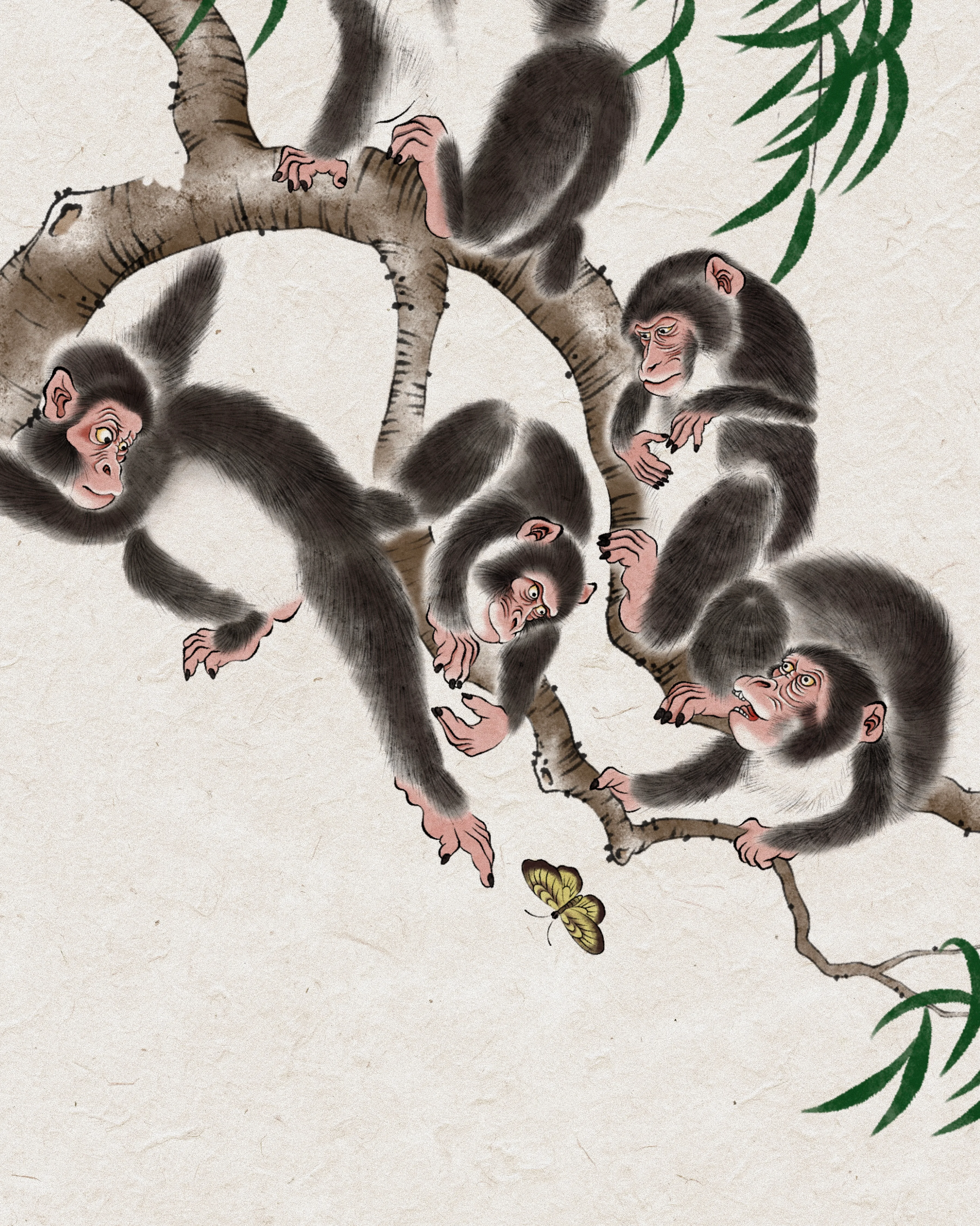 Monkeys Among Willows