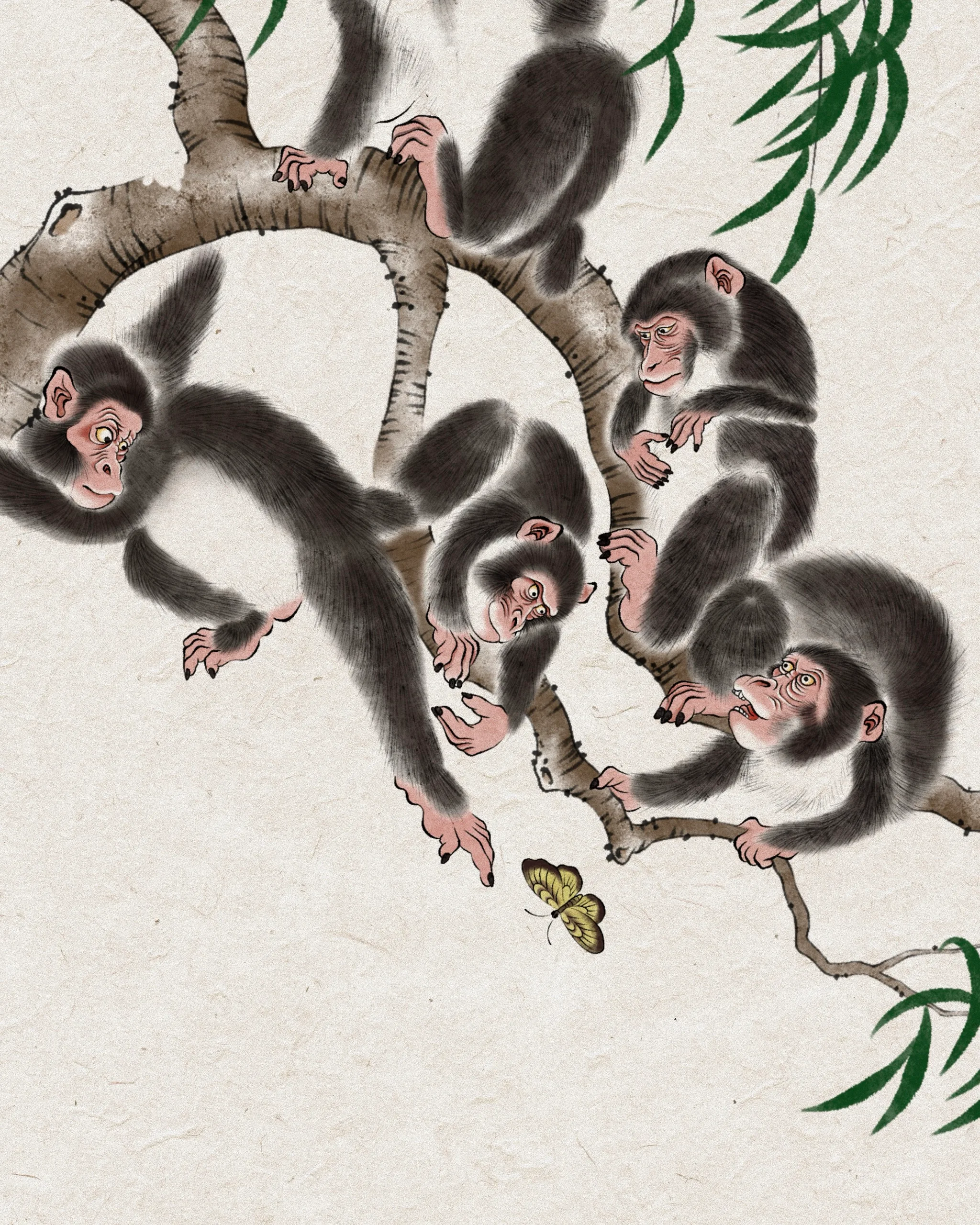 Monkeys Among Willows