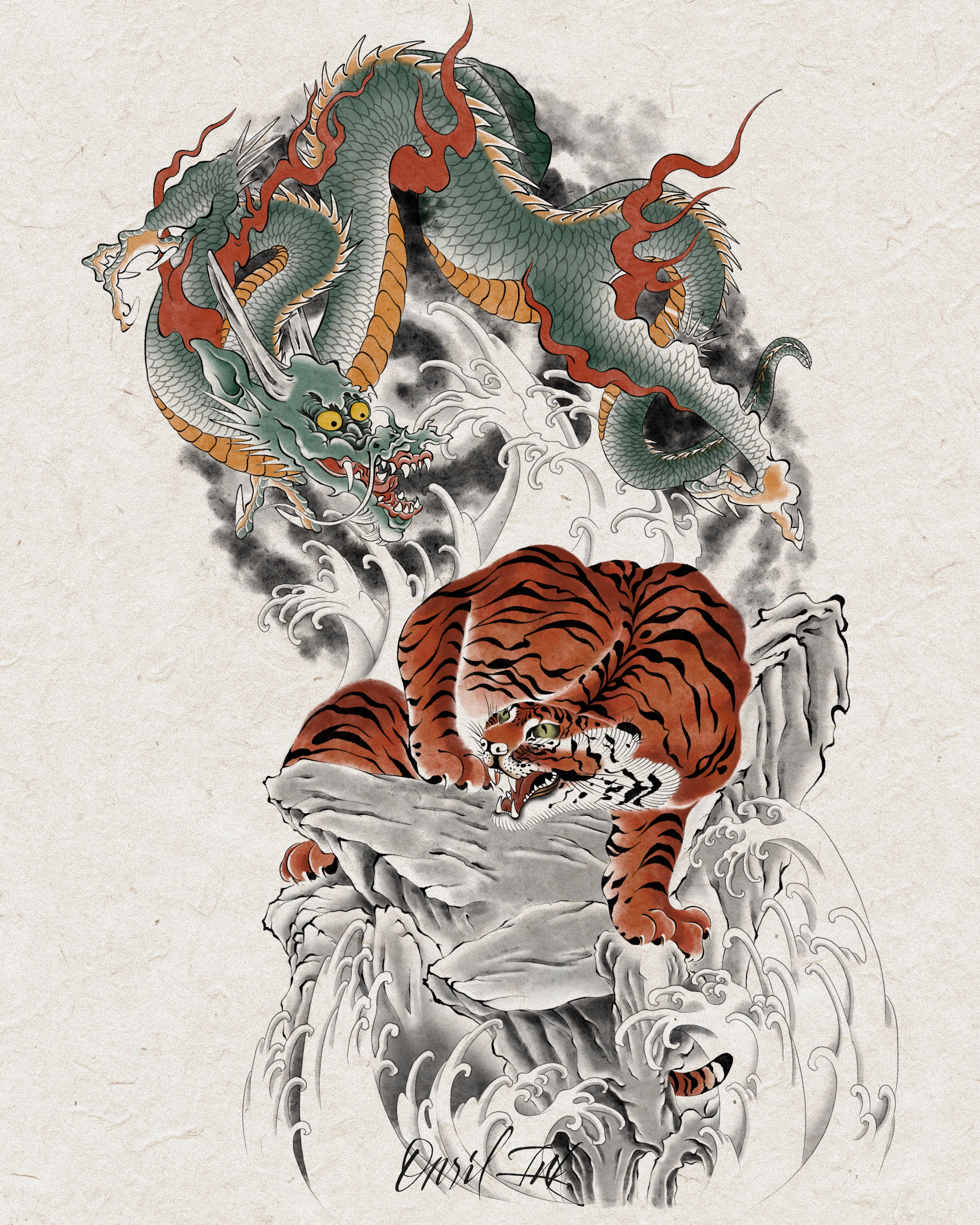 Dragon & Tiger — color design