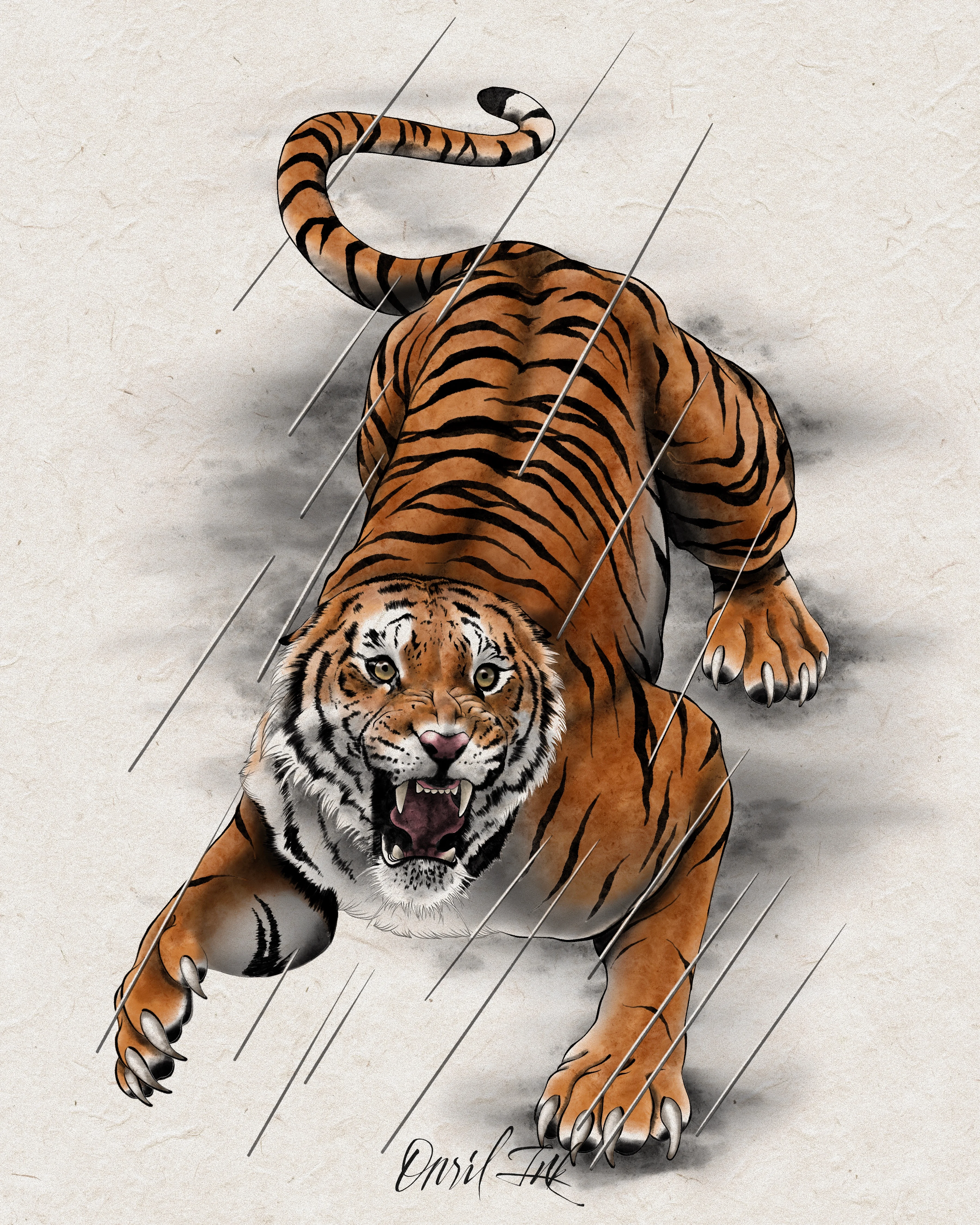 Tiger in the Rain — color design