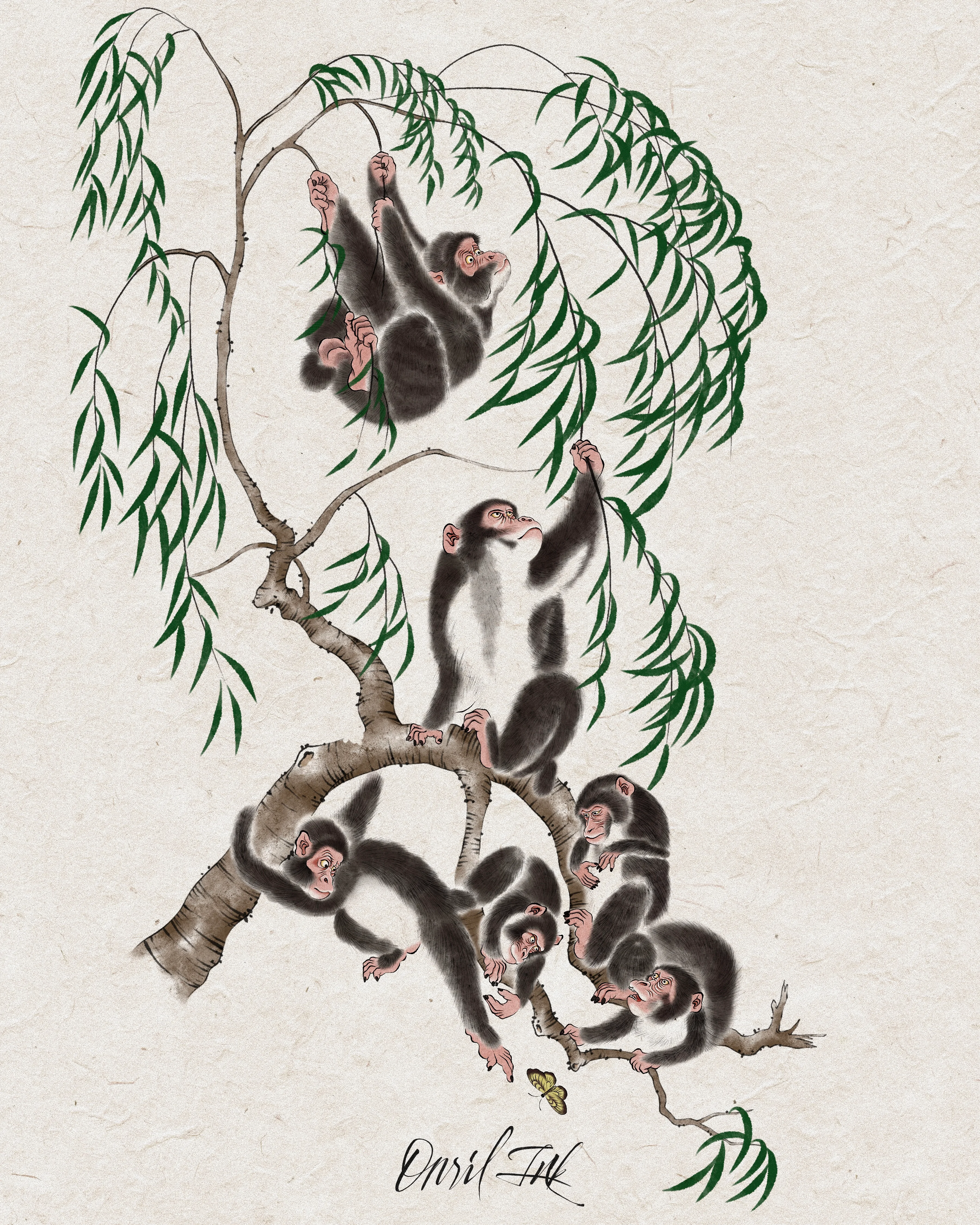 Monkeys Among Willows