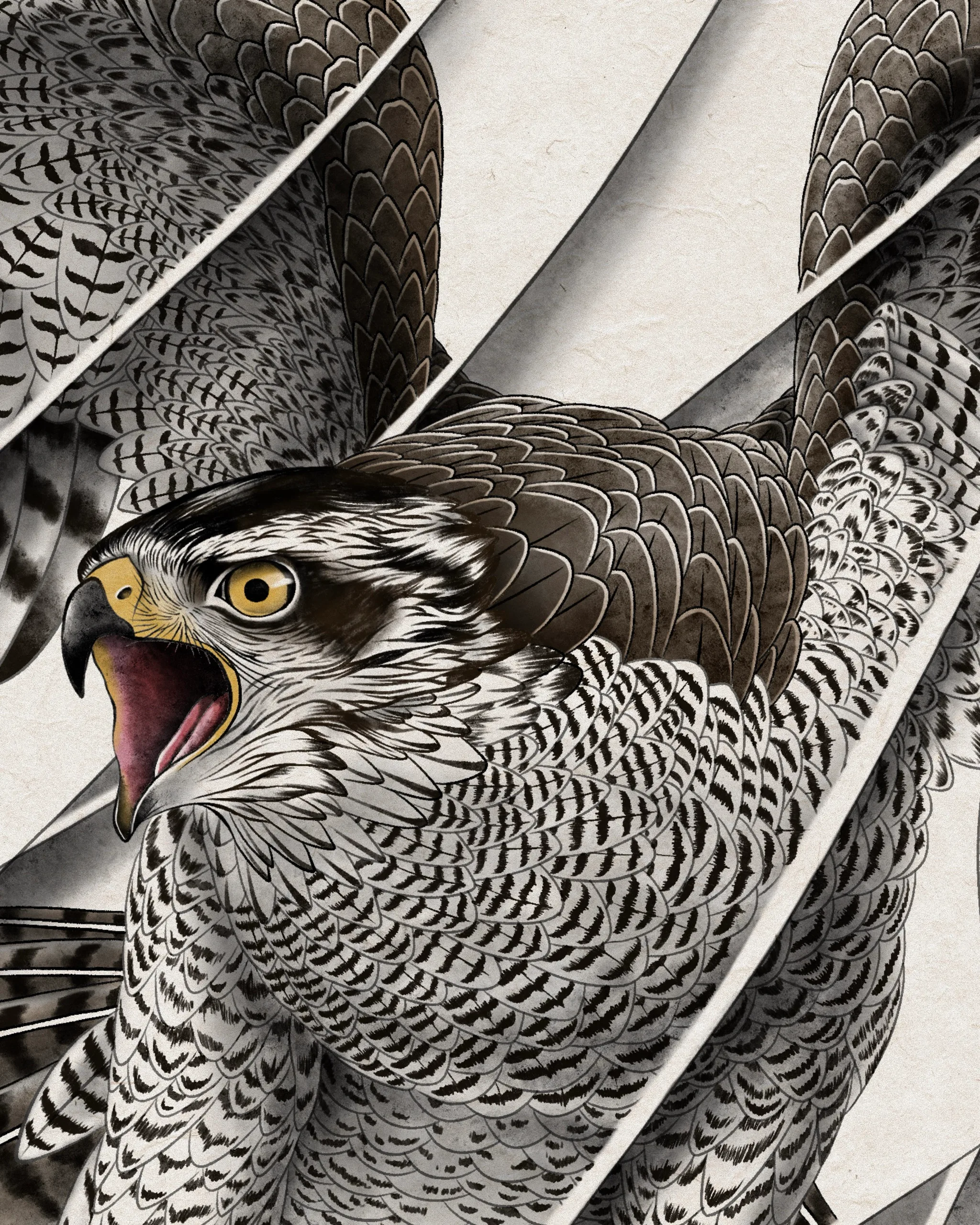 Falcon — Falcon tattoo detail