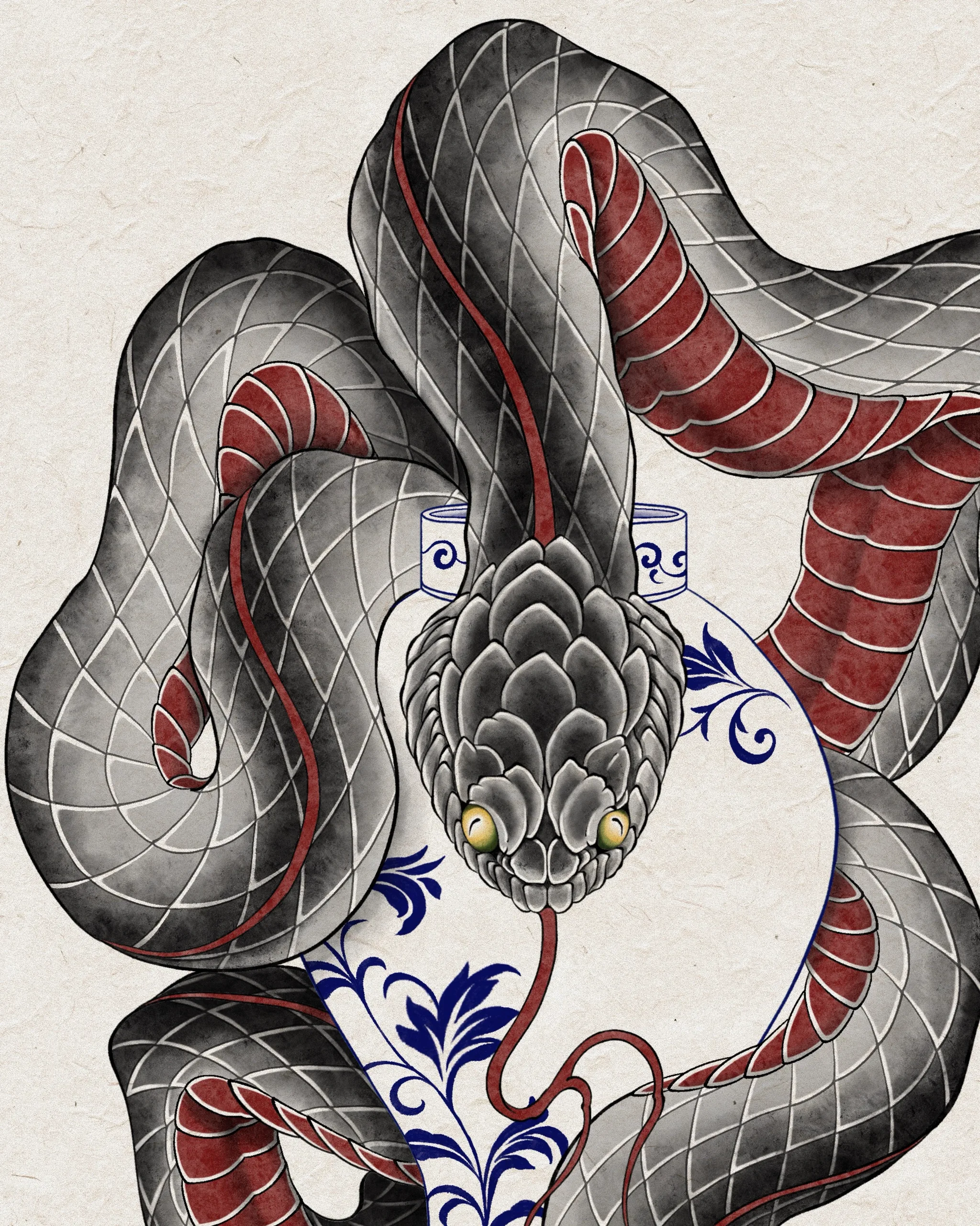 Snake & Porcelain — Snake tattoo detail