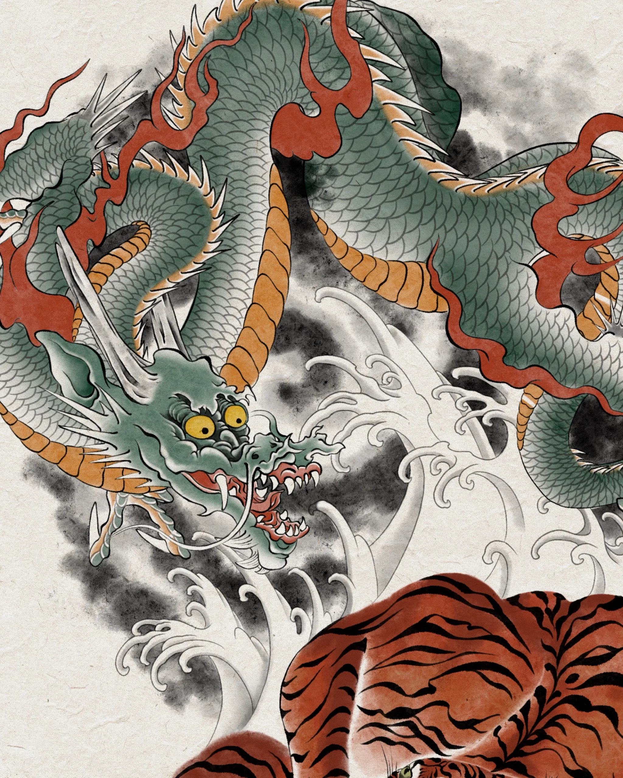 Dragon & Tiger — Dragon tattoo detail