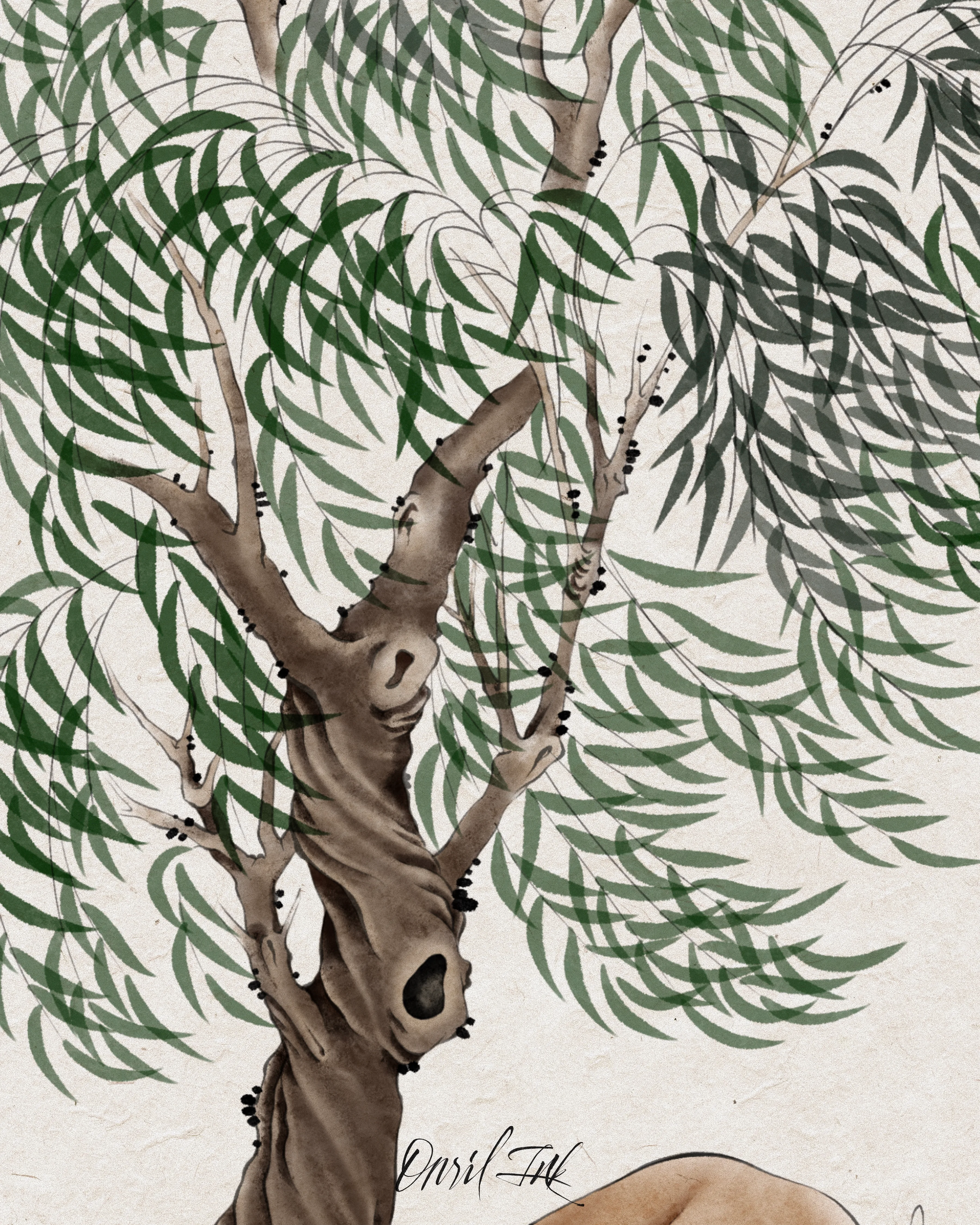 Willow & Ox — Detail · brushwork