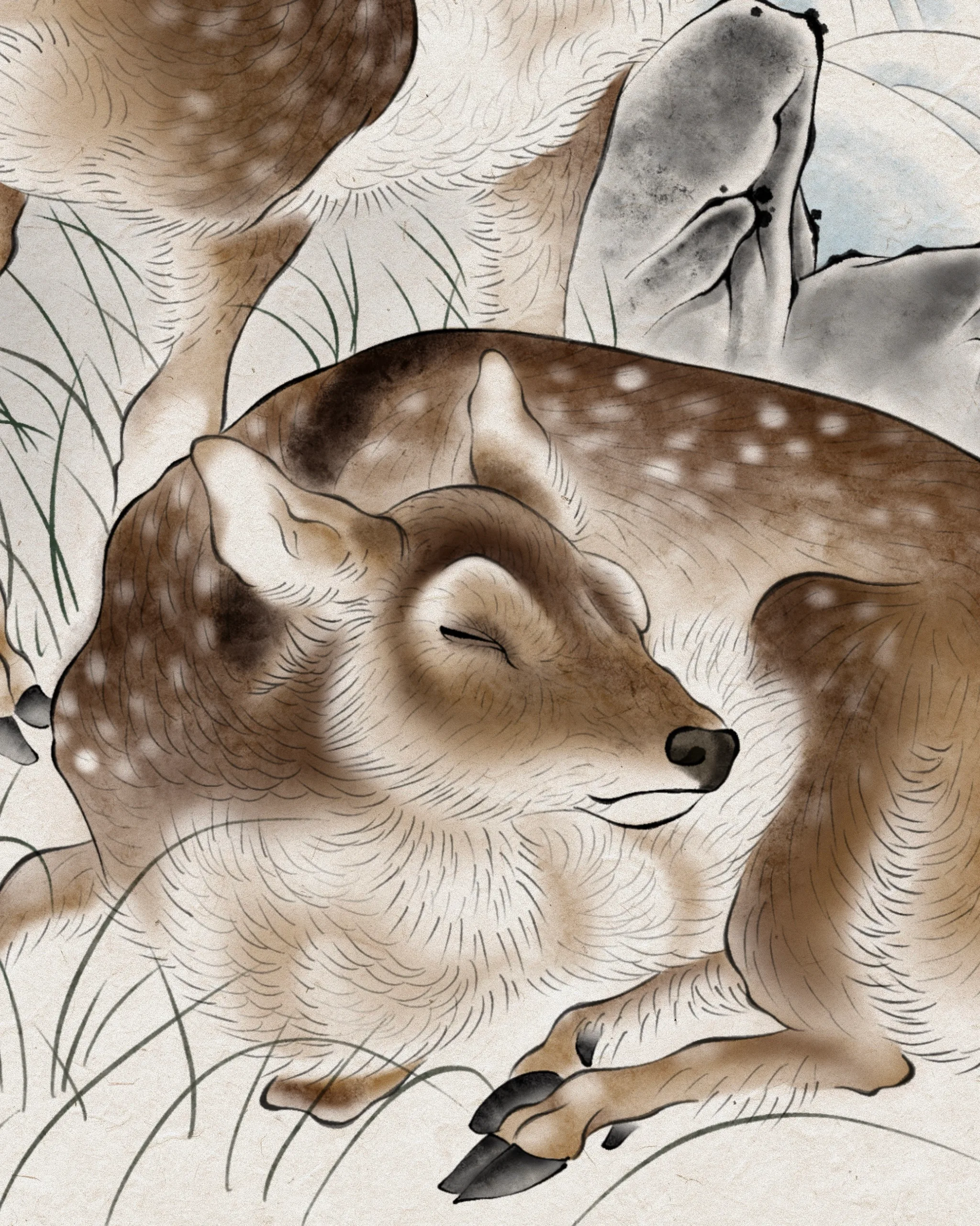 Deer Beneath the Pine — Deer tattoo detail