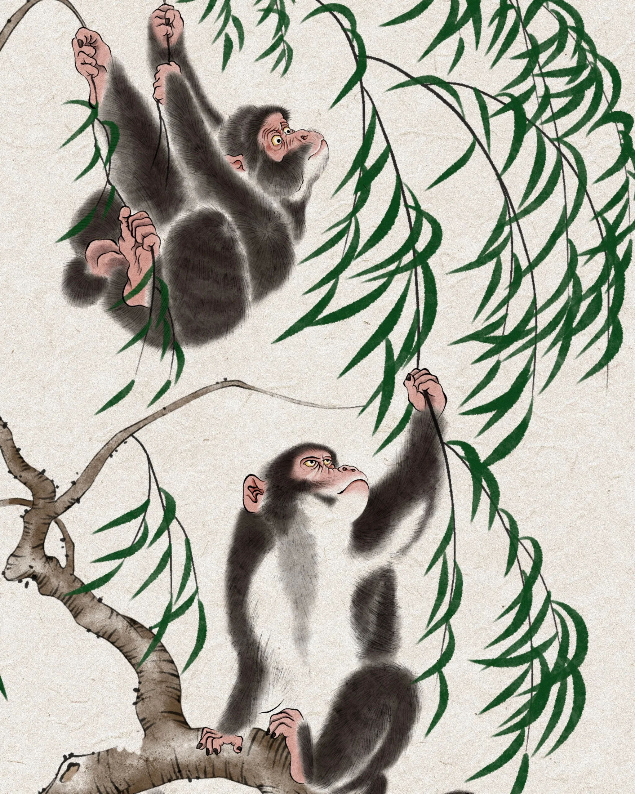 Monkeys Among Willows — Monkeys tattoo detail