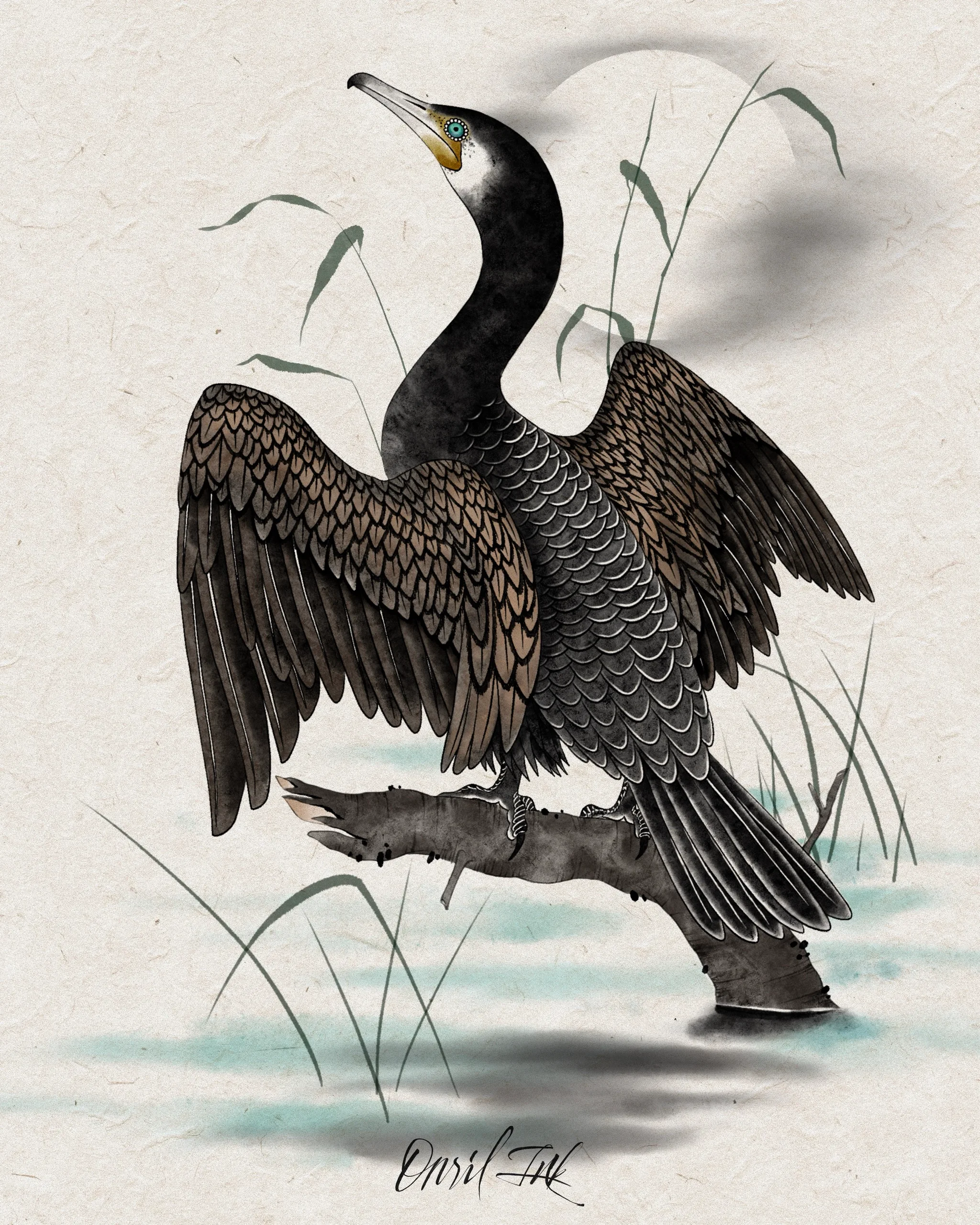 Cormorants — Cormorant tattoo detail