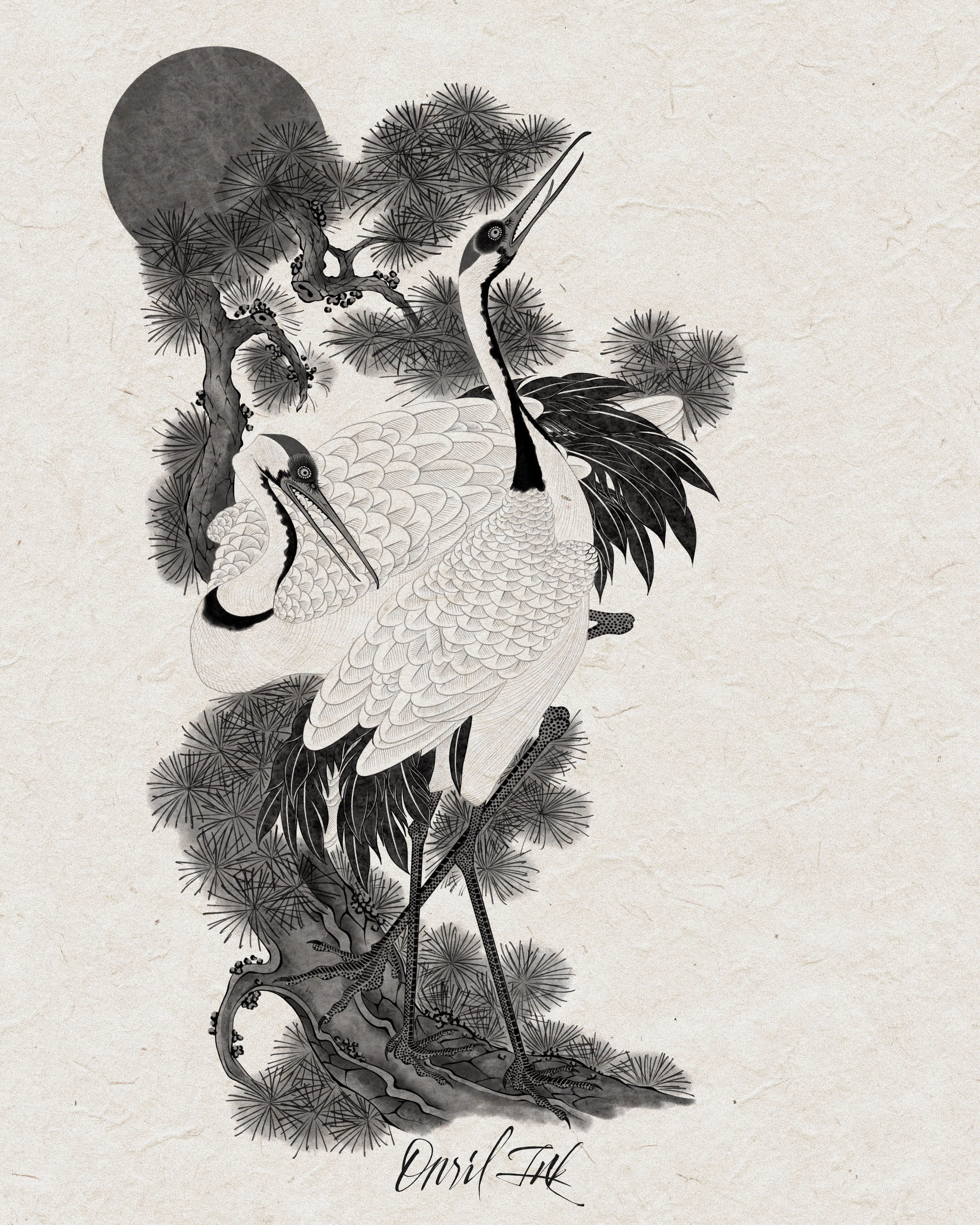 Crane & Pine — mono variant