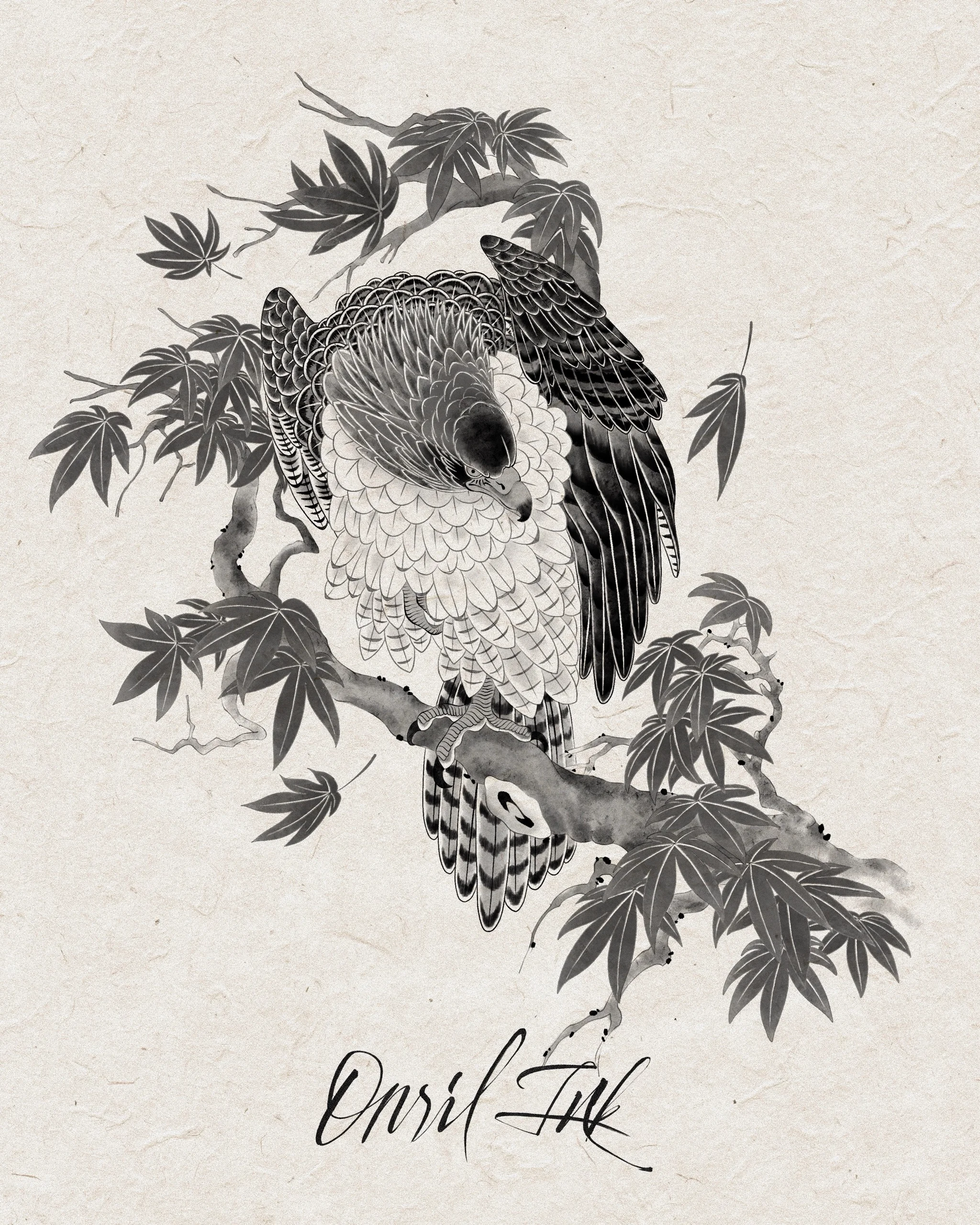 Eagle & Red Maple — mono variant