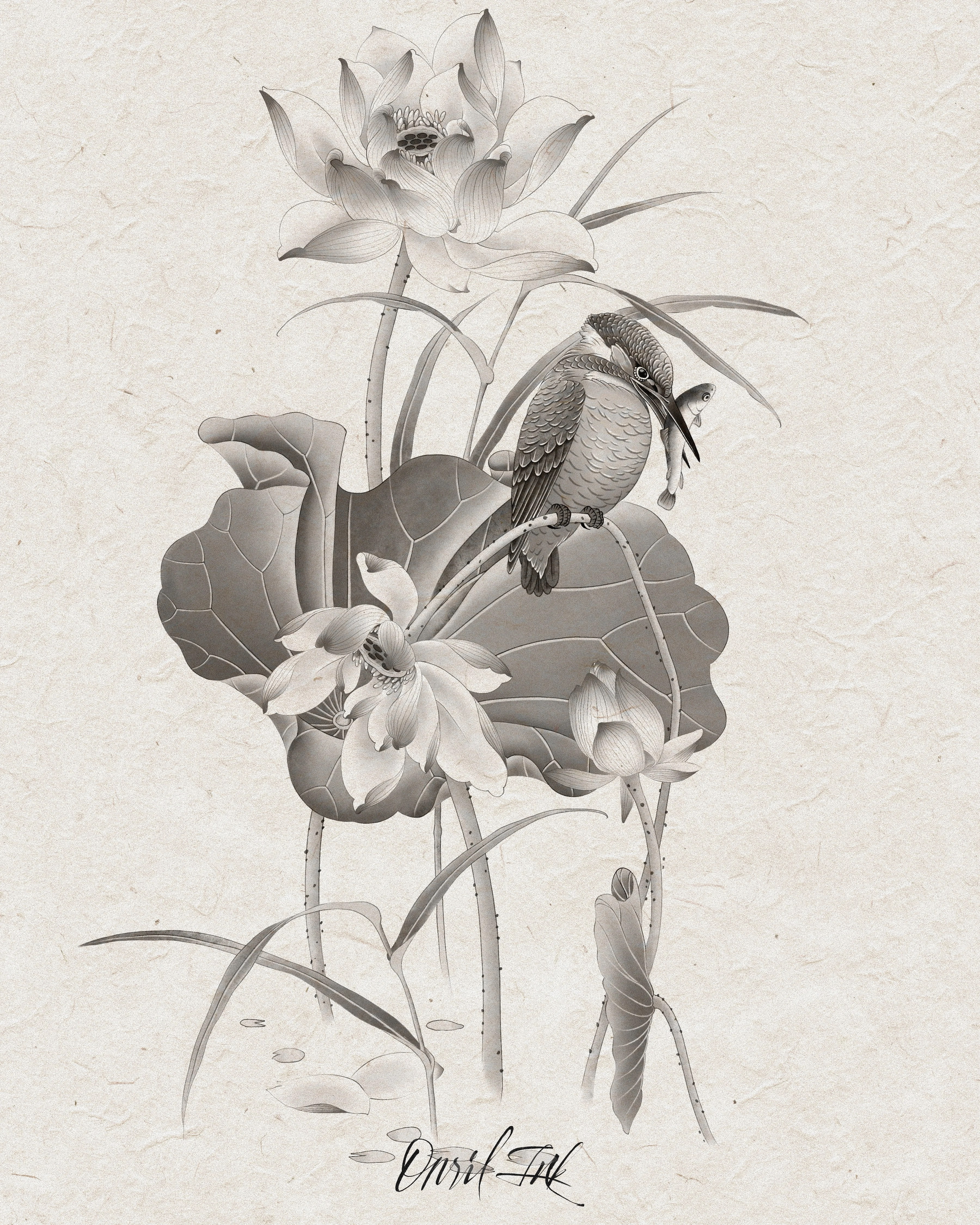 Lotus & Kingfisher — mono variant