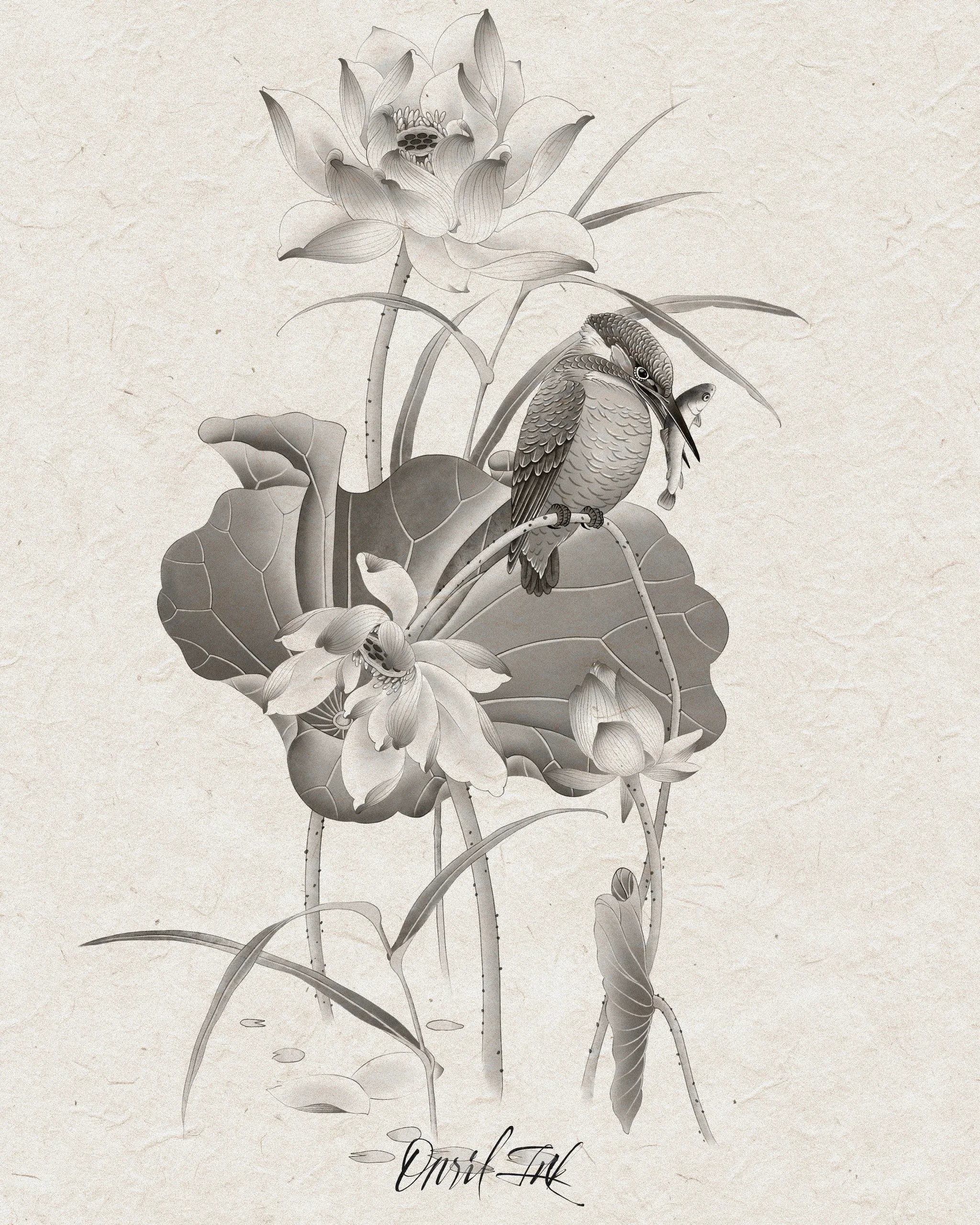 Lotus & Kingfisher — mono variant