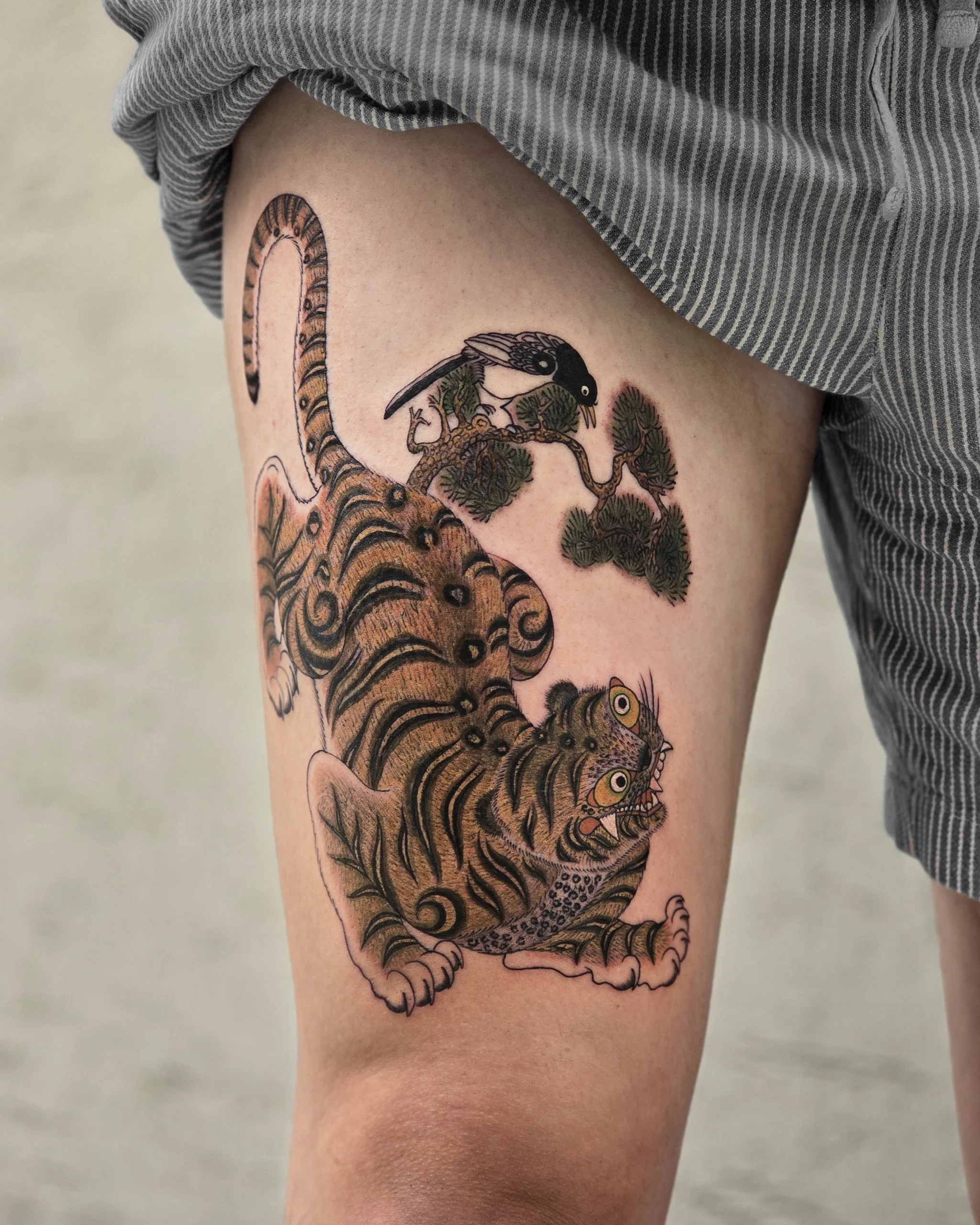 Hojakdo — Korean traditional tattoo by Onsil, on the skin