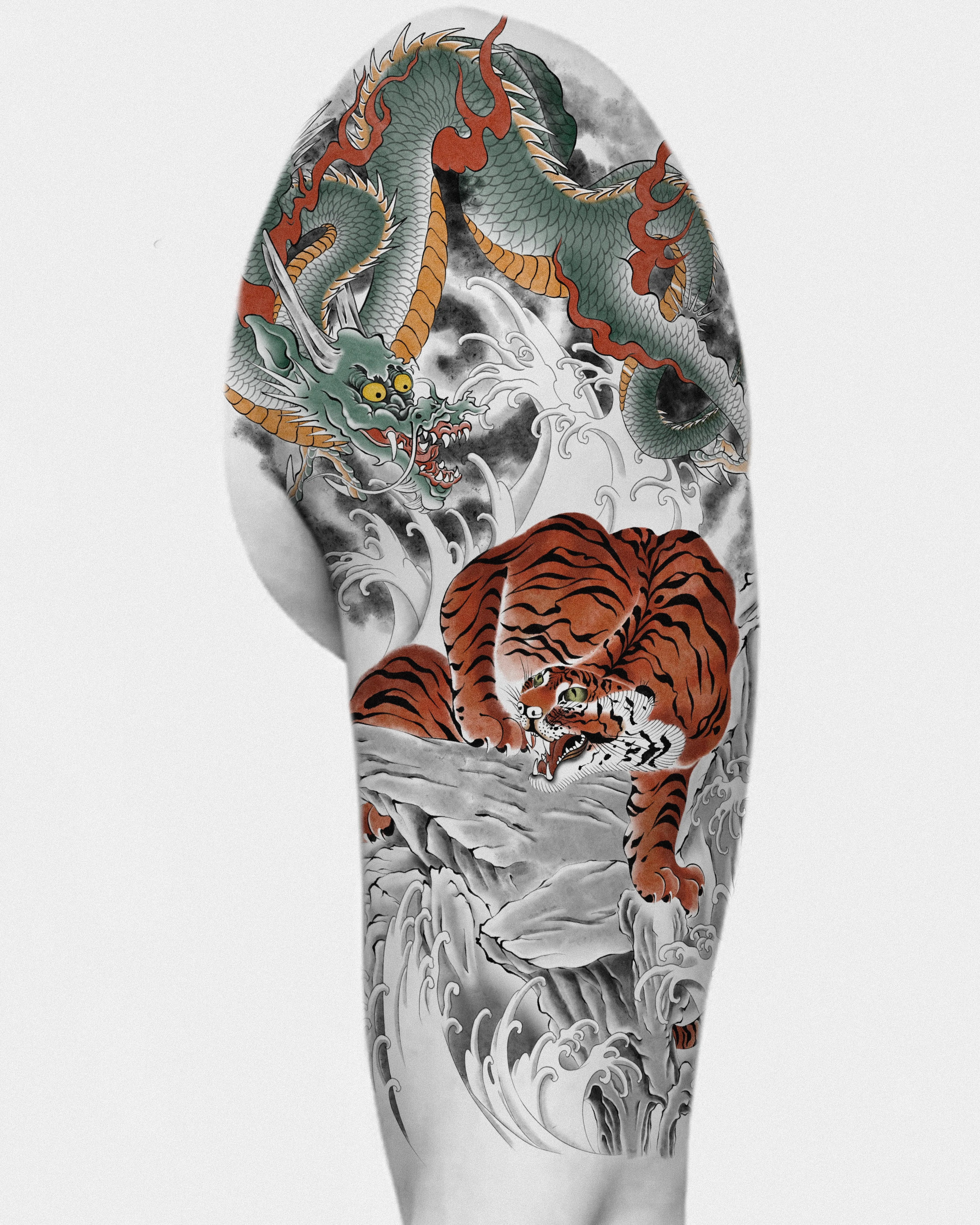 Dragon & Tiger — Design placement reference