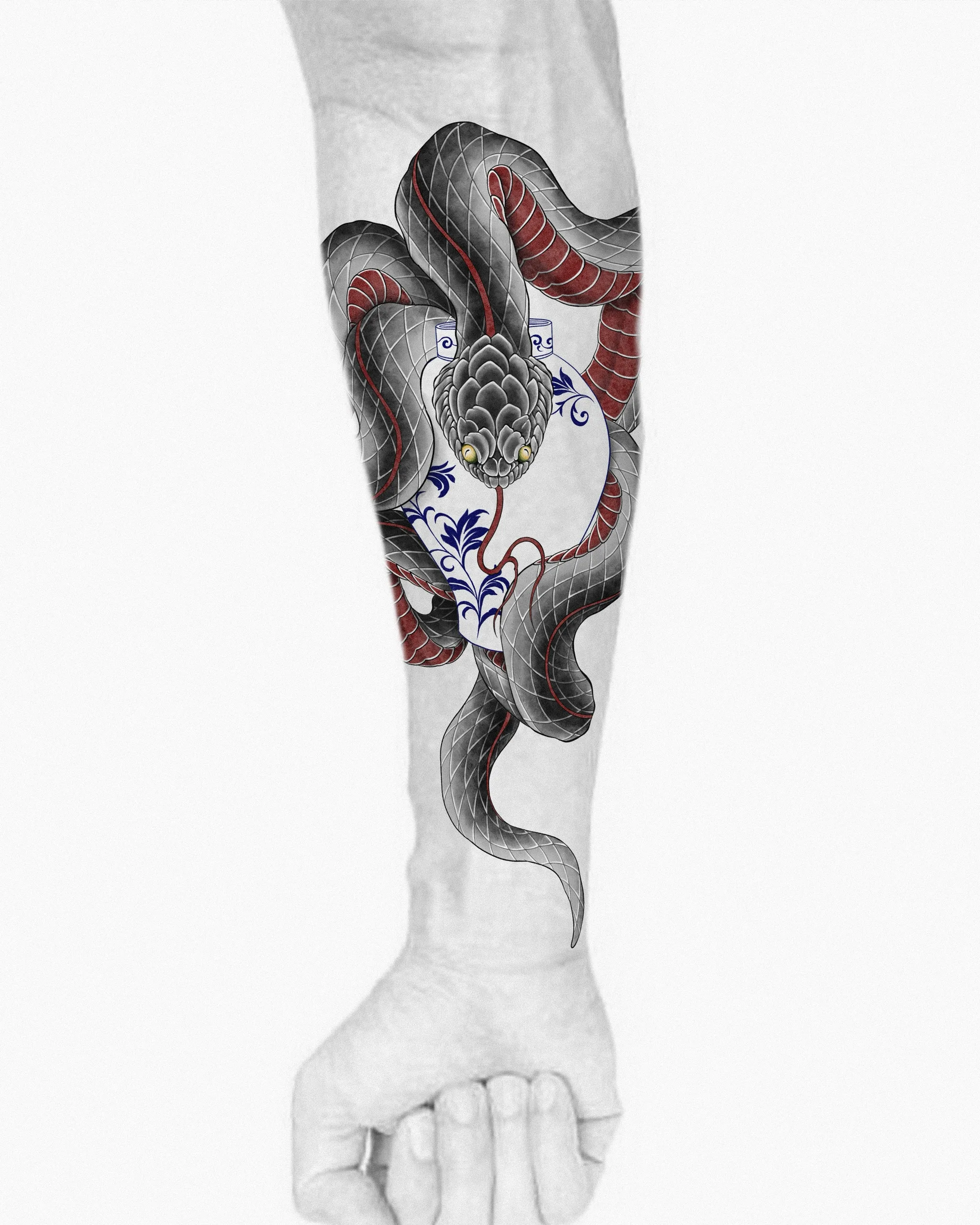 Snake & Porcelain — Snake tattoo design placement