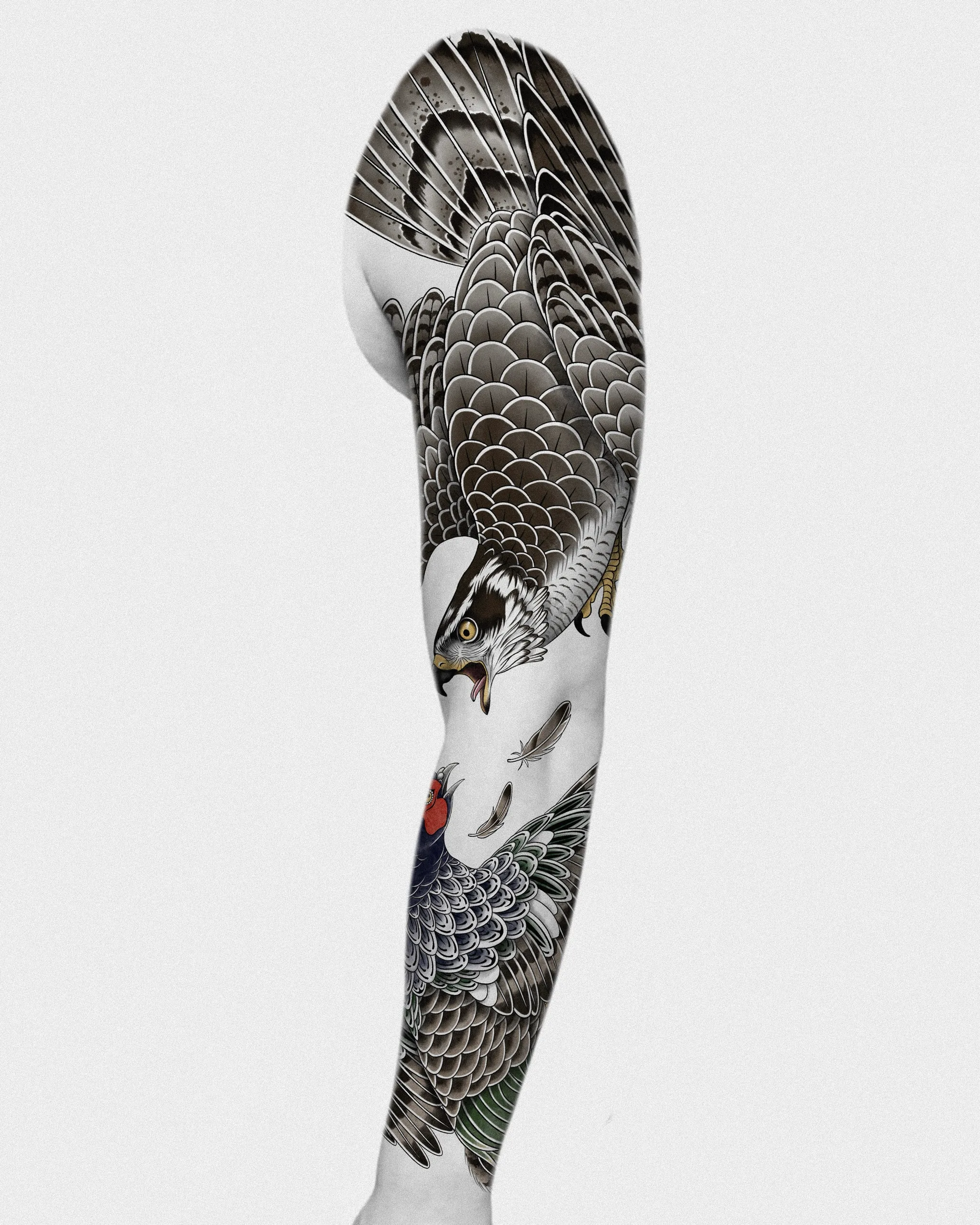 Goshawk & Pheasant — Goshawk tattoo design placement