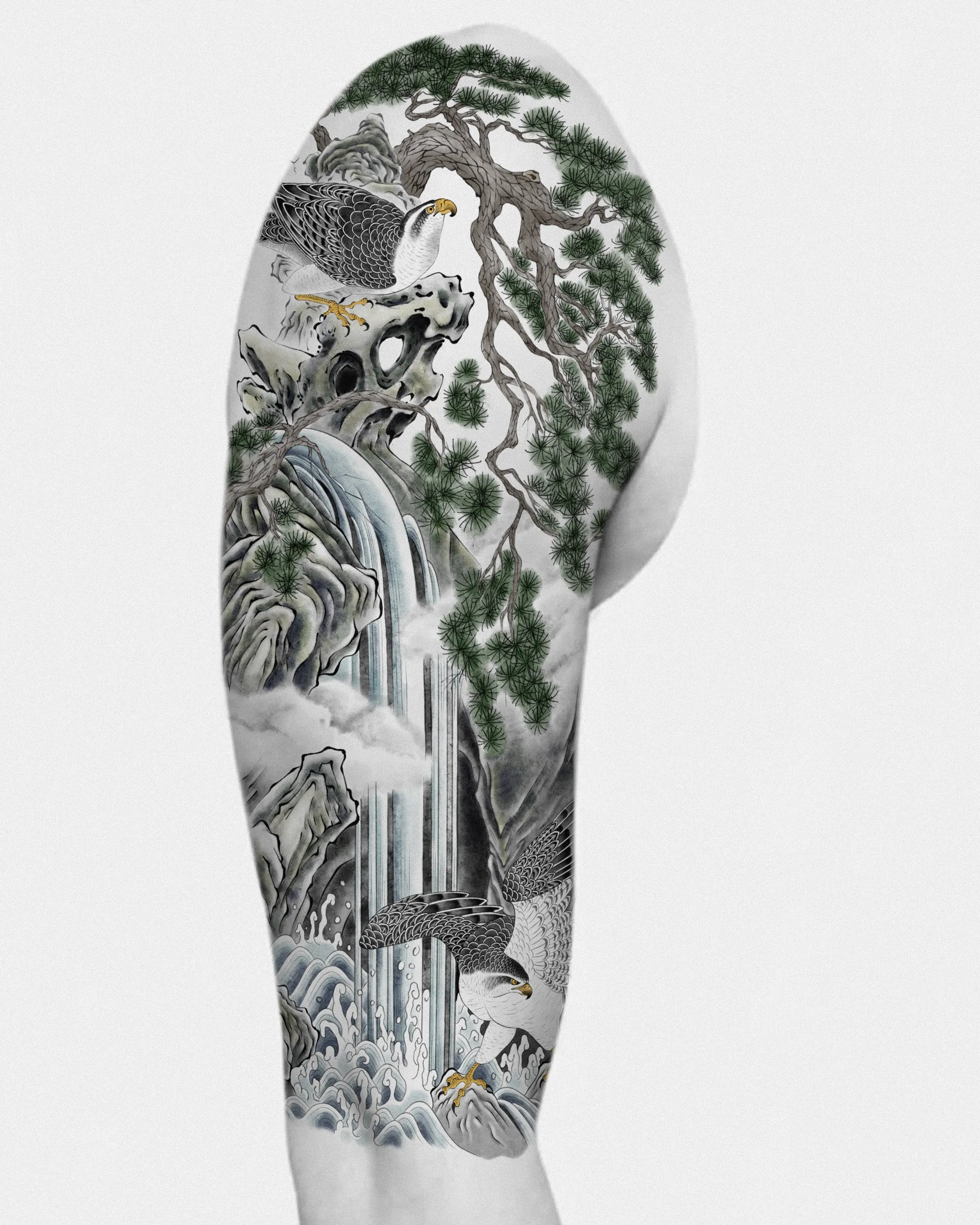 Hawks in the Valley — Hawks tattoo design placement