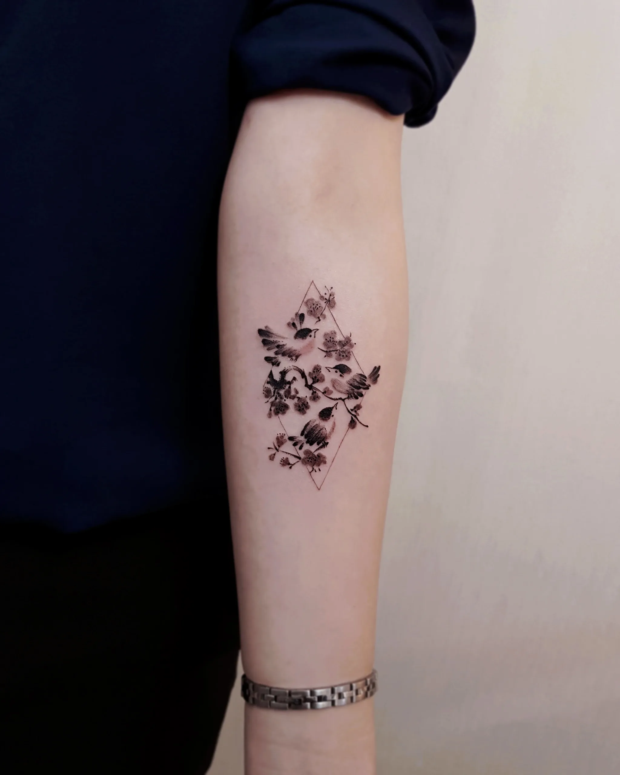 Sparrows in Diamond — Sparrows tattoo on skin